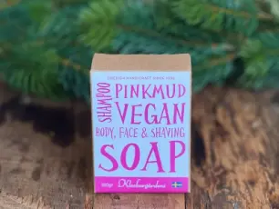 Klockargårdens Raktvål Vegan - Rosa Lera - Benrakartvålen! - Tvålshoppen.se